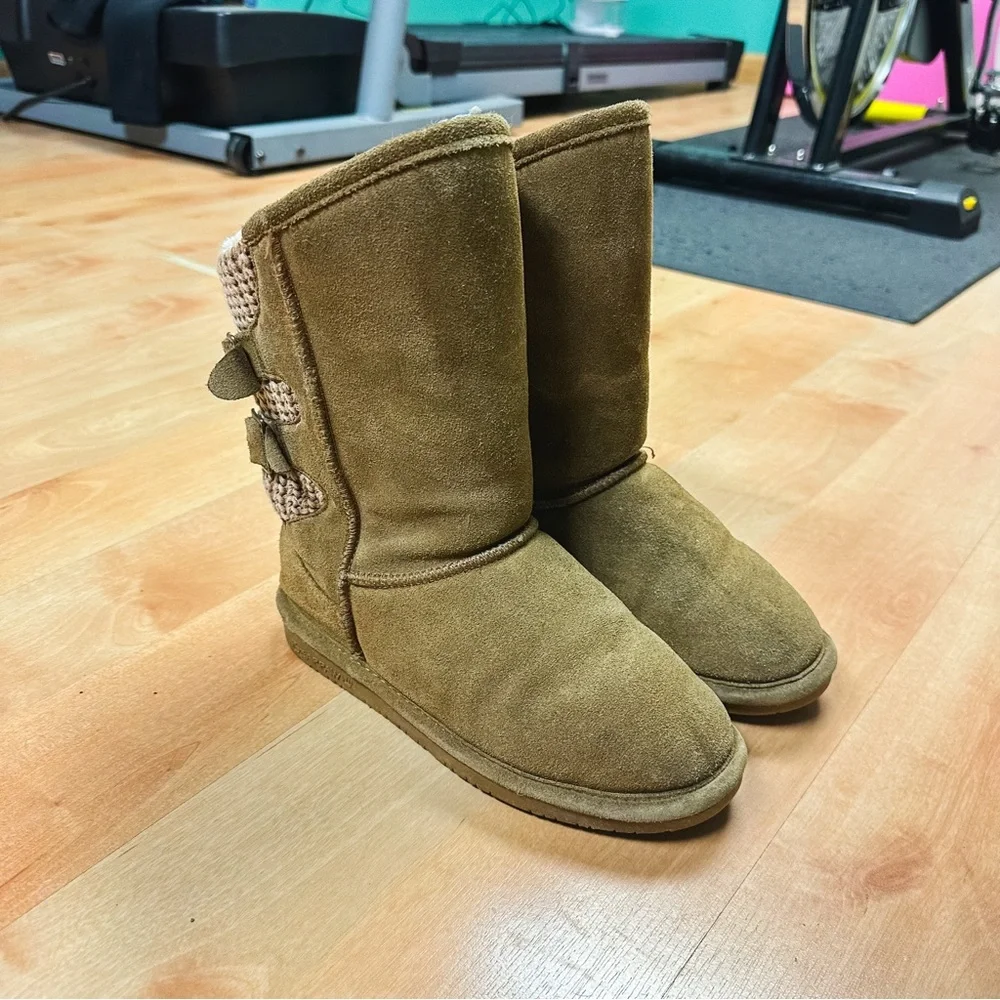 Bearpaw Hickory Boshie Youth Faux Fur Mid-Calf Casual Boots Girls Size 4